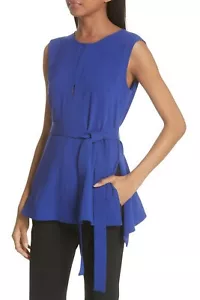 NWT Theory Tie Waist Crepe Blouse, Medium | Polished Fit for Work & Chic Events - Picture 1 of 10