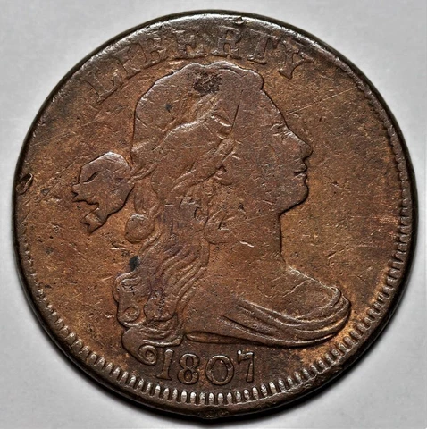 1807 Draped Bust Large Cent - US 1c Copper Penny Coin - L36 Cover