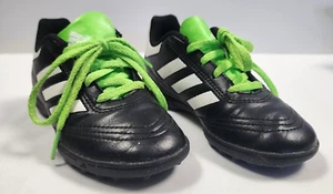 ADIDAS boy's athletic shoes, black/green/white, lace up, Size 12k (FJ5E) - Picture 1 of 4
