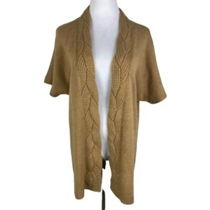 Charter Club Tan Open Front Sweater Cardigan Women's 0X Acrylic Cable Knit - Picture 1 of 8