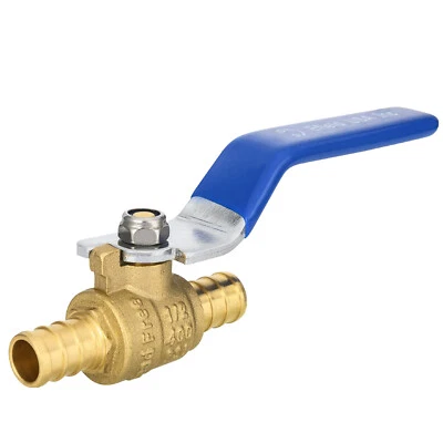 EFIELD 1/2"×1/2" Pex Crimp Ball Valve Blue Handle Brass No Lead Free Shipping