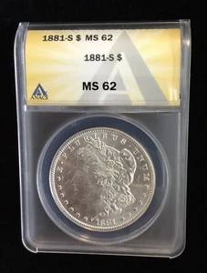 1881-S $1 Morgan Silver Dollar Coin ANACS MS 62 - Picture 1 of 4