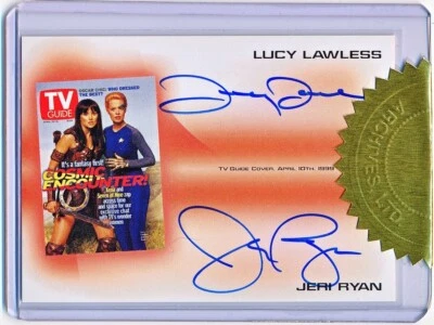 Rittenhouse Lucy Lawless & Jeri Ryan TV Guide Dual Autograph Promo #TVA3 - QTY - Image 1 of 2