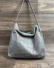 Fossil Y2K Gray Pebble Leather Slouchy Hobo Satchel Bag Purse Key Charm
