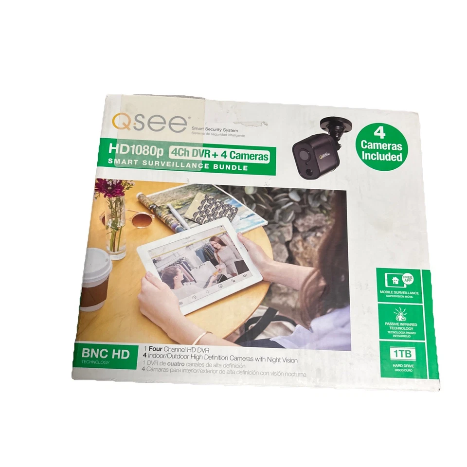 Q See Smart Security System. HD1080p. 8CH DVR+4 Cameras 1TB  - Image 1 of 4