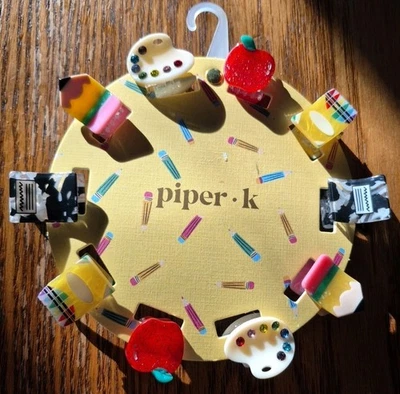 PIPER K SET OF 10 SCHOOL THEMED HAIR CLAW CLIPS NEW!! - Image 1 of 4