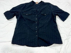 Camicetta top camicia donna Faded Glory elasticizzata con bottoni taglia media righe pintuck - Foto 1 di 5
