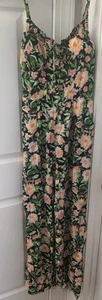 A.U.W Jumpsuit Womens Size M Floral Pockets Smocked Padded Wide-Leg Romper NEW - Picture 1 of 6