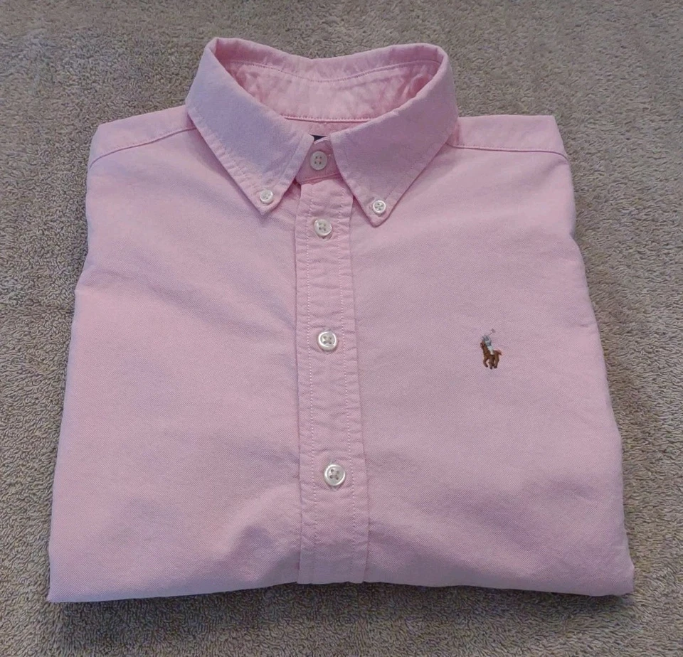 Camisa Polo Ralph Lauren Rosa Abotonada Juvenil Talla 14 Grande Foto 1 de 4
