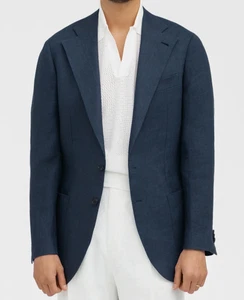 Grand Le Mar Men's Navy Blue Linen Dinner Jacket Blazer Sport Coat Sz 38R NWT - Picture 1 of 5