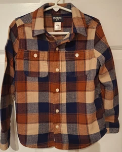 Camisa con botones de franela a cuadros OshKosh Bgosh para niños talla 6/6A manga larga - Imagen 1 de 7