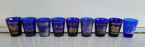 LOT 9 COBALT BLUE SHOT GLASSES STATES OF THE U.S. 2.25 INCHES HOLDS 1.5 OZS - Picture 1 of 8