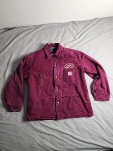 Vintage Carhartt Blanket Lined Barn Coat Jacket Mens XL Burgundy Red C08 CLY EUC - Picture 1 of 8