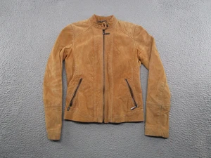 Bernardo braune Echtlederjacke mit Reißverschluss Damen Gr. XS Biker Taschen lesen - Bild 1 von 12