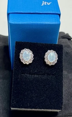 Серьги-гало из чистого серебра с опалом родием - Изображение 1 из 4