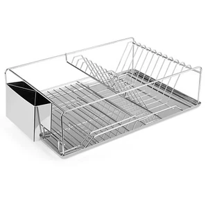 Stainless Steel Dish Rack Kitchen Drainer Organizer Shelf with Utensil Holder - Picture 1 of 17