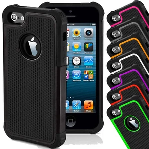 Shock Proof Case Heavy Duty Tough Case Cover with Stand for Apple iPhone models - Picture 1 of 12