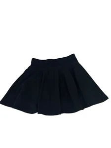 DJT FASHION Women's Size M Black Stretchy Pleated Mini Skater Skirt with Shorts - Picture 1 of 12