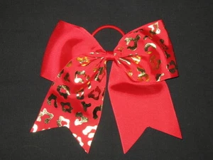 NEU "GOLD CHEETAH Red" Tick Tock Cheer Bow Pferdeschwanz Band Mädchen Cheerleading - Bild 1 von 1