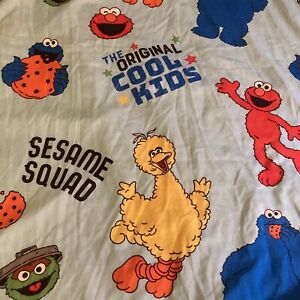 Sesame Street Flat Full Sheet  Blue “The Original Cool Kids” Big Bird Elmo Etc