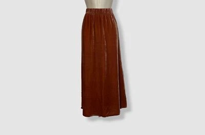 $278 Falda de seda de terciopelo marrón Eileen Fisher para mujer talla 10 Foto 1 de 3
