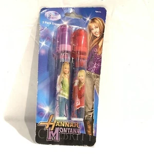 NIP Disney  1 Vintage 2 Pack eraser Pens  Hannah Montana Miley Cyrus - Picture 1 of 4