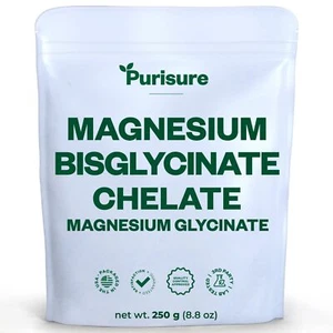 Purisure Magnesium Bisglycinate Chelate 250g Pure Magnesium Glycinate Powder ... - Picture 1 of 7