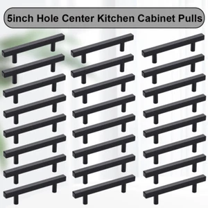 Matte Black Square Cabinet Handles Pulls Kitchen Drawer 5inch Hole Center Lot - Picture 1 of 8