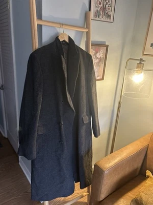 Abrigo de vestir gris de 3 botones de lana de cachemir de doble botonadura para hombre talla 42R Foto 1 de 4