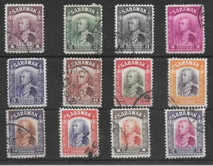 SARAWAK 1934 SG106-121 CARD OF 12 PART SET FINE USED - Picture 1 of 2