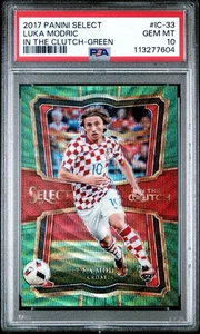 Luka Modric 1/5 Panini Seleziona 2017 In Frizione Verde Prizm IC-33 PSA 10 - Foto 1 di 9