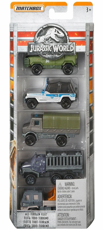 Jurassic World 5-pack Flotta Fuoristrada Jeep Textron Matchbox - Immagine 1 di 1