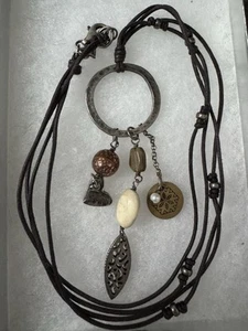 Retired Silpada Mixed Metals Howlite Pearl Leather Boho Charm Necklace N1568 - Picture 1 of 6