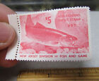 New Jersey Fishing Stamp, 1967 $5 Non Resident Trout, Mint issue new unused