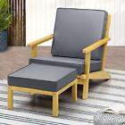 Livsip Outdoor Armchair Furniture Sun Lounge Wood Chair Garden Sofa Foot Stool