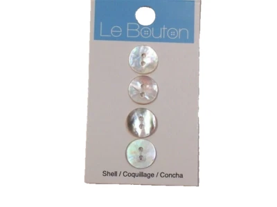 Silver Gray Shell Buttons x 4 Pieces Le Bouton 2-Hole  1/2" Diameter B17 - Image 1 of 4