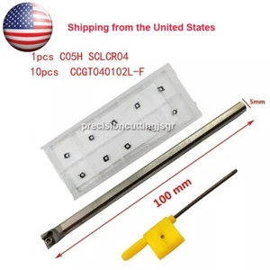 5mm SCLCR04 Inner Bore Carbide Holder + 10PCS CCGT040102L-F ceramic inserts USA - Picture 1 of 6