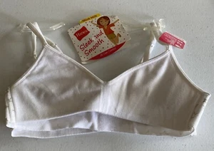 Hanes Girls Value 2Pack Bras Wide Back Banded Bra White Gray Stars Soft Size S - Picture 1 of 6
