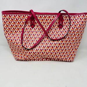 NEW Lauren Ralph Lauren PInk & Orange Geometric Shoulder Bag Faux Vegan Leather 