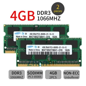 8GB 2x 4GB DDR3 1066mhz PC3-8500S 204pin SODIMM Laptop Memory SDRAM Samsung BT - Picture 1 of 8