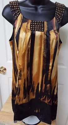 Camisa Blusa Top ECI New York Mujer Talla 4 Marrón Negro Rayas Foto 1 de 3