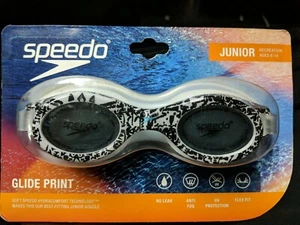 Speedo Jr. Glide Print Schwimmbrille, schwarz/weiß - Neu im Karton - Bild 1 von 3