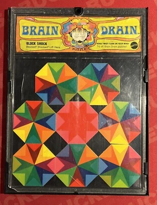 1969 Block Shock Psychadelic BRAIN DRAIN Puzzle por Mattel Vintage Brain Teaser  - Imagem 1 de 2