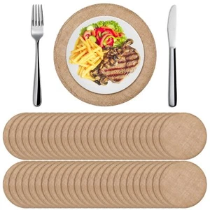 Set Of 48 Burlap Round Placemats Bulk Burlap Circle Rustic Table Decorations Jut - Picture 1 of 6
