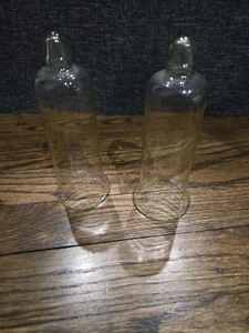 Antique Tall And Slim Set Of 2 Glass Domes Cloches - Picture 1 of 3