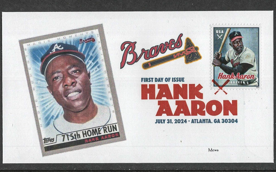 HANK AARON * THE HOME RUN BASEBALL KING * FIRST DAY COVER * 6/31/2024 - Image 1 of 1