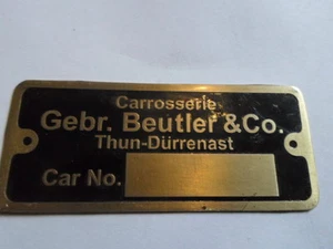 Id Nameplate Beutler Pollute Thun Switzerland Porsche BMW V8 - Picture 1 of 1