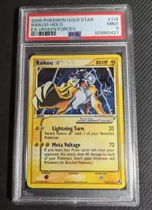 Pokémon Raikou Gold Star 114/115 Holo Rare EX Unseen Forces PSA 9 Mint! - Picture 1 of 4
