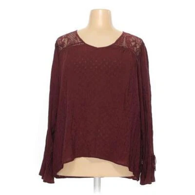 NUEVO $40 NUEVO CON ETIQUETAS MAURICES 3 3x TÚNICA LARGA ENCAJE VINO RAYÓN 54" BUSTO LARGO SLV Y LARGO Foto 1 de 4