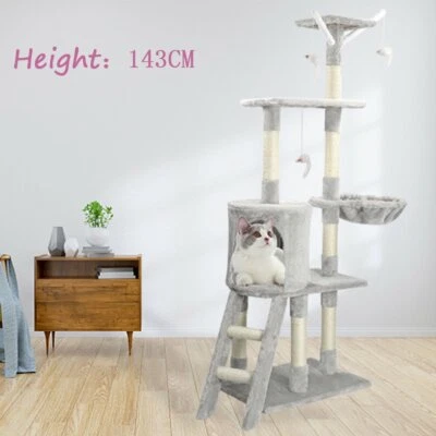 GDJRTTK Kratzbaum 146cm Katzen Kletterbaum Katzenbaum Katzenkratzbaum Stabil Katzen Korb